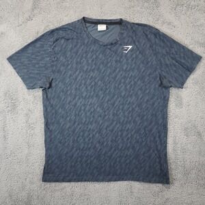 Gymshark Critical T Shirt Mens L Gray Blue Performance Geometric Training Gym